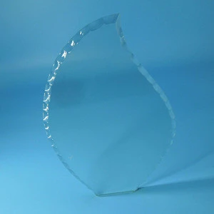 Custom high quality glass craftworks processing, leaf shape clear glass crafts