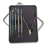 Custom logo 6 in 1  professional nail pusher double ended stainless steel cuticle cleaner manicure pedicure pusher set for salon