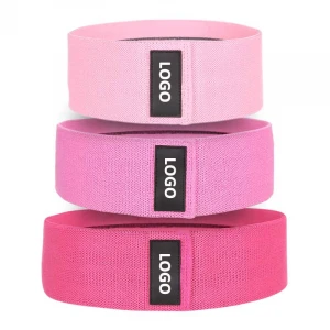 Custom logo stretch yoga sports exercise band, fabric resistance band and booty bands of 3 levels