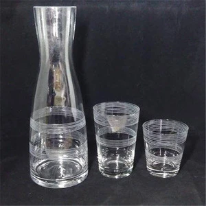 custom luxury premium colored engraved etched drinking glass water pitcher jug set