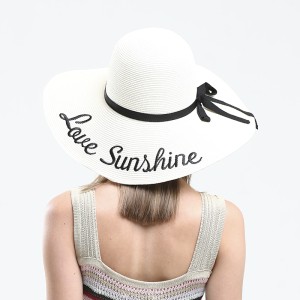 Custom Made Women Summer Beach White Folding Paper Straw Hat White With Bow Ribbon