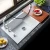 Import custom size single bowl black granite kitchen sink with drainboard from China