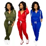 custom women tracksuit two piece set hoody sweatsuit