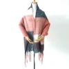 Custom woven color-blocked acrylic poncho for autumn and winter