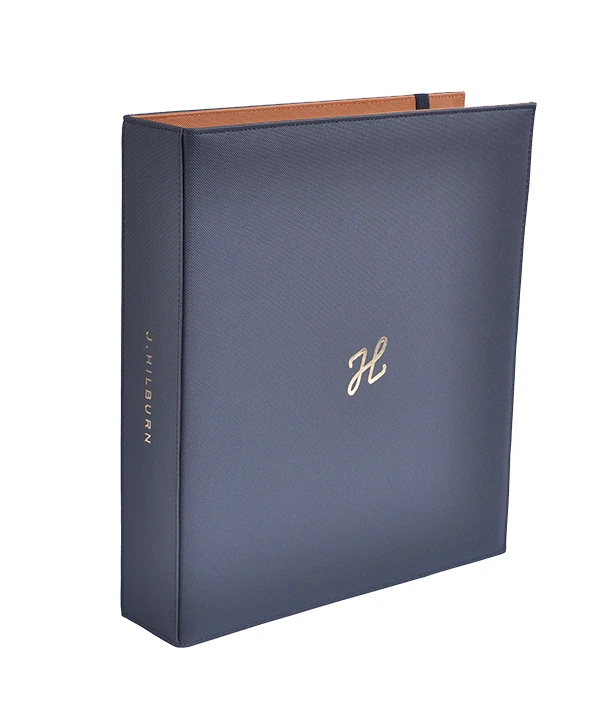 Customize high quality pu leather ring binder / 3 ring binder /embossed A4 file folder