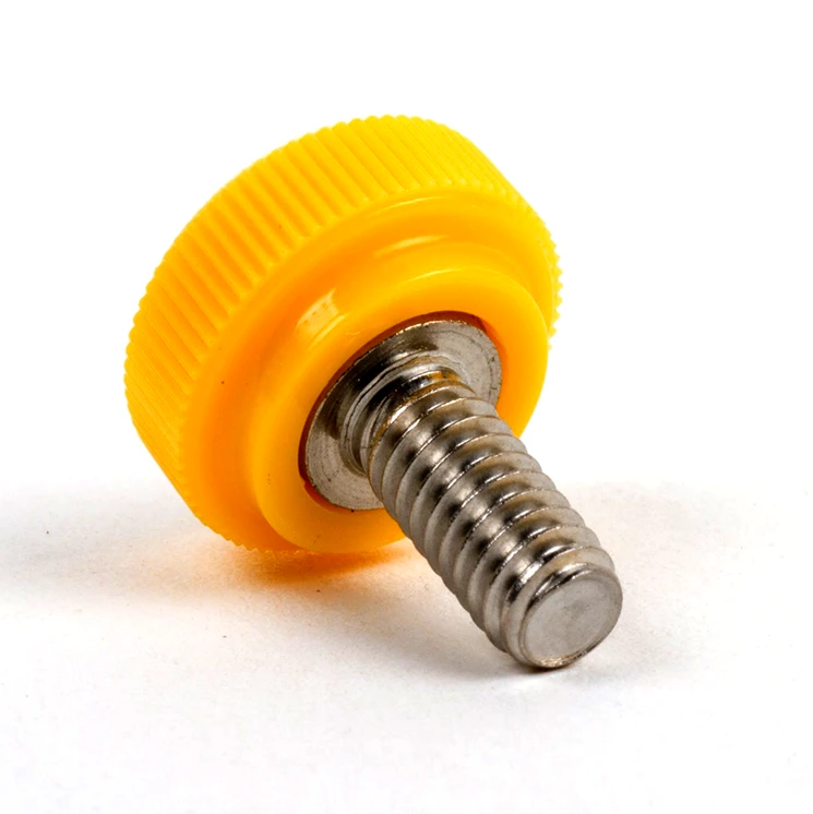 Customized yellow  stainless steel nylon plastic thumb screw made in China