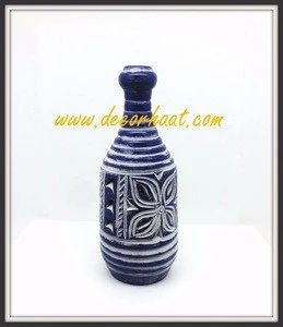 Cut work Terracotta Table Vase - Blue Antique Vases for Home decoration - Terracotta Vases