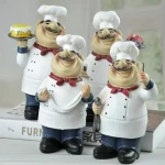 Cute resin chef restaurant doll Kitchen Decor Handmade cafe bar Resin Craft dining table decor