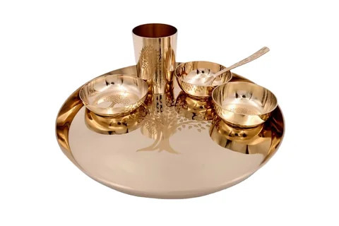 Designer Dinner Set of Bronze Round Shape Plate Glass Spoon Bowl Kitchenware Tableware Hotel Ware Utensils Tree Design