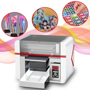 Desktop small UV printer, UV DTF printer, printing AB glue, varnish, acrylic pendant, stationery, racket, A3 UV flatbed printer