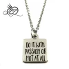 Do It With Passion or Not At All Stainless Steel Necklace - 16mm Square - 19.7" 2.4mm Chain