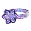 Dog Collar with flower, Personalized Engraved Dog Collar with All Metal Buckle