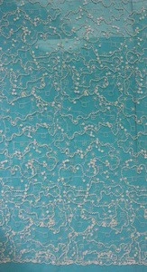 Dongguan zhuosi machine made bead pearl lace embroidered on mesh fabric