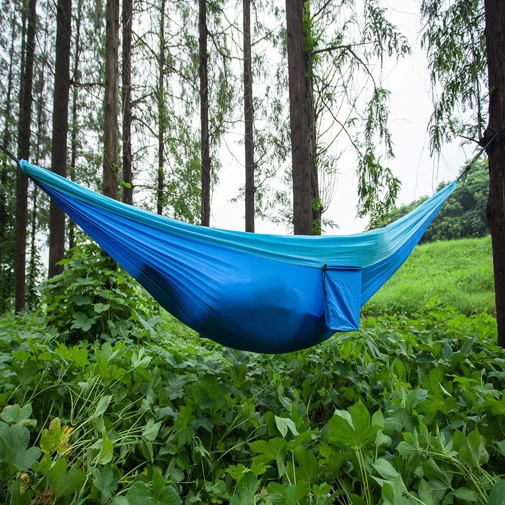 double and single portable hammock with 2 tree straps  lightweight nylon parachute hammock Camping hammock