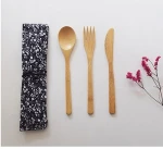 eco friendly bamboo flatware set, travel utensil set including fork, spoon and knife