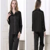 elegant black two piece suit silk satin pajama sleepwear
