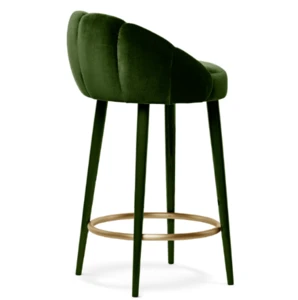 Emerald Cotton Velvet Counter/bar Stool with gloss lacquer legs and brushed brass ring restaurant furniture
