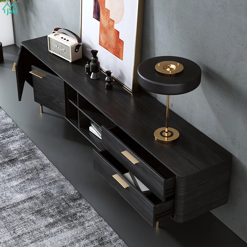 Environmental Protection Simple Modern Wood Black Tv Stand Cabinet Tv Stand Living Room