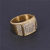 European and American hot sale fashion mens  ring with zircon gold-plated 316 stainless steel ring