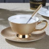European Ceramic Cup Saucer Set Afternoon Flower Tea Cup White Porcelain Coffee Cup With Spoon