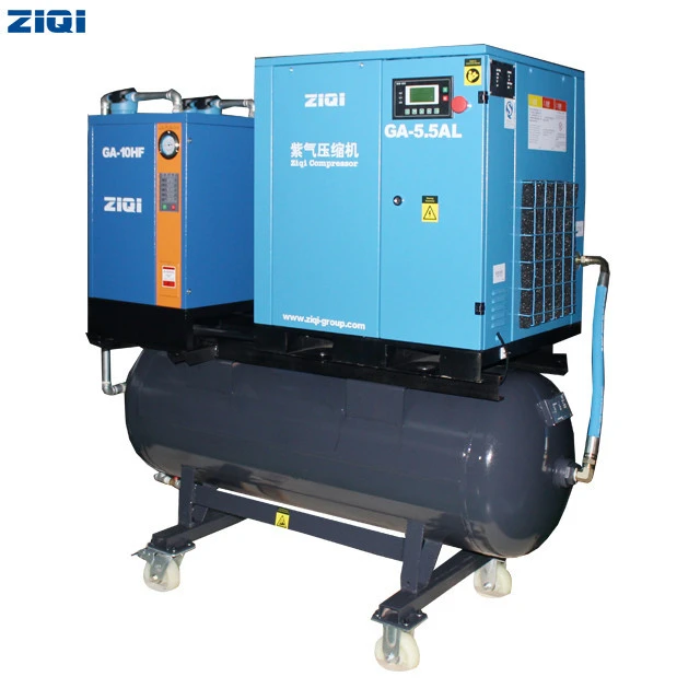 Factory 500 liter Tank Mounted Screw Air Compressor With Air Dryer