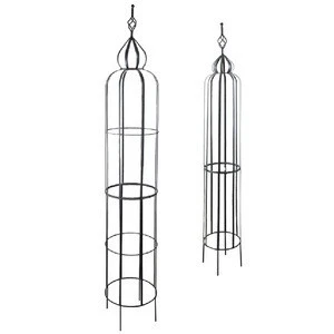 Factory Direct Sale 2 Pack Metal Garden Obelisk Trellis For Climbing Plant with Spiral Twist Finial