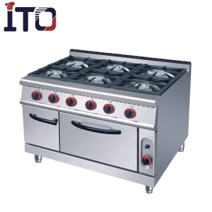 Factory price commercial modern kitchen equipment 6 burner gas range with oven