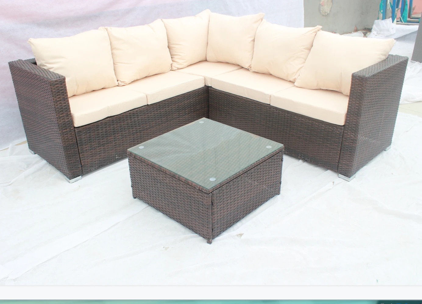 Factory price L shape PE wicker rattan outdoor furniture garden sofa sets