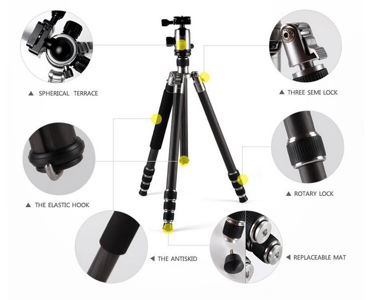 Factory Supply HPUSN Professional Photography Portable Camera Monopod Carbon Fiber Tripod