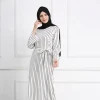 Fashion Elegant muslim dress striped abaya arab turkey dubai kaftan modest long sleeve maxi dress in islamic clothing