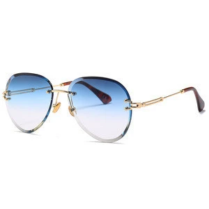 Fashion New Style Frameless Round Sunglasses Clear Transparent Color Sunglasses