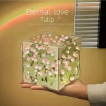 Festival Gift Tulip Flowers Glowing Night Light Handmade DIY Material Package Mirror Lamp Decorative Ornament Birthday Gift