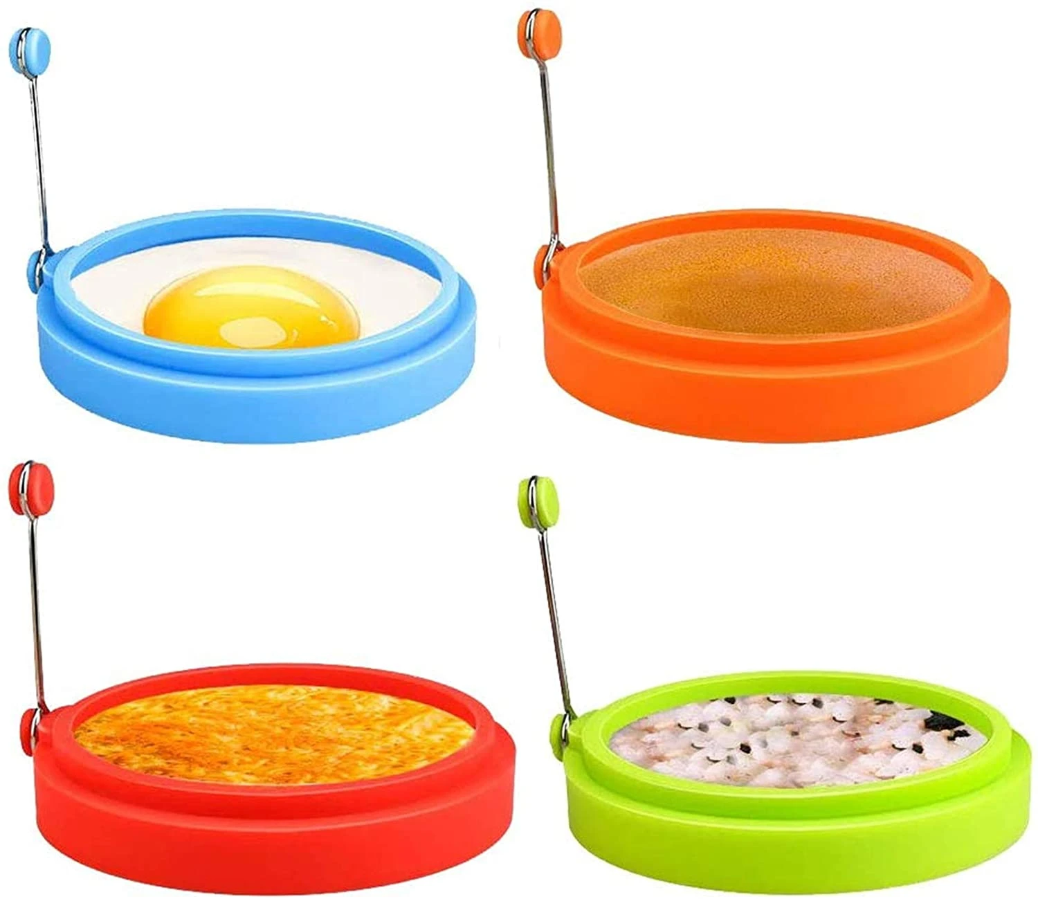 Food grade silicone round shape with handle high temperature kitchen baking mold omelette ring Egg Tools