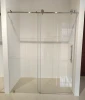 Frameless Bypass Shower Door with 304 Ss Europan American Series Design Round Chrome Bar Sleek Wheel