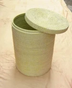 Full rattan wicker laundry basket with lids