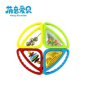 funny cute Baby education musical rattle toy plastic shaking hand bells set toy rattles for baby