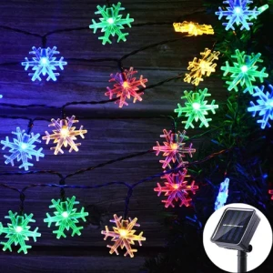 Garland Outdoor IP65 Waterproof 100 Led 12m Christmas Garden Wedding Decoration Snowflake Fairy Holiday Solar String Light