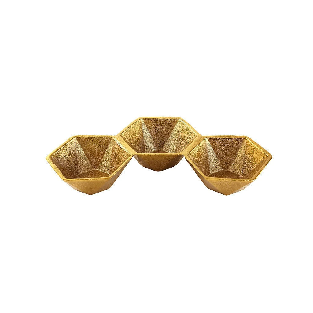 Gold Geometric Design Decorative Fancy Nuts Bowl Hot Selling and High Quality Direct OEM Factory Sale