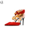 Goxeou New arrivals 2020 Wedding Bridal shoes Female Dress Sandals Suede Ankle Strap Buckle Women High Heel Shoes Large Size
