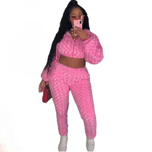 Hairy Pink Sexy 3 Piece Set Women Clothes 2021 Streetwear Rave Party Clothes Nightclub Fashion Outfits Matching Sets Women