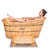 handmade freestanding wooden bathtub indoor portable soaking tub wood fired hot tub