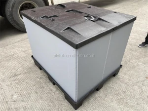 HDPE Plastic die casting pallet and lid for collapsible pallet bulk container, pallet sleeve box