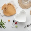 Heart shape porcelain salad fruit bowl with bamboo stand