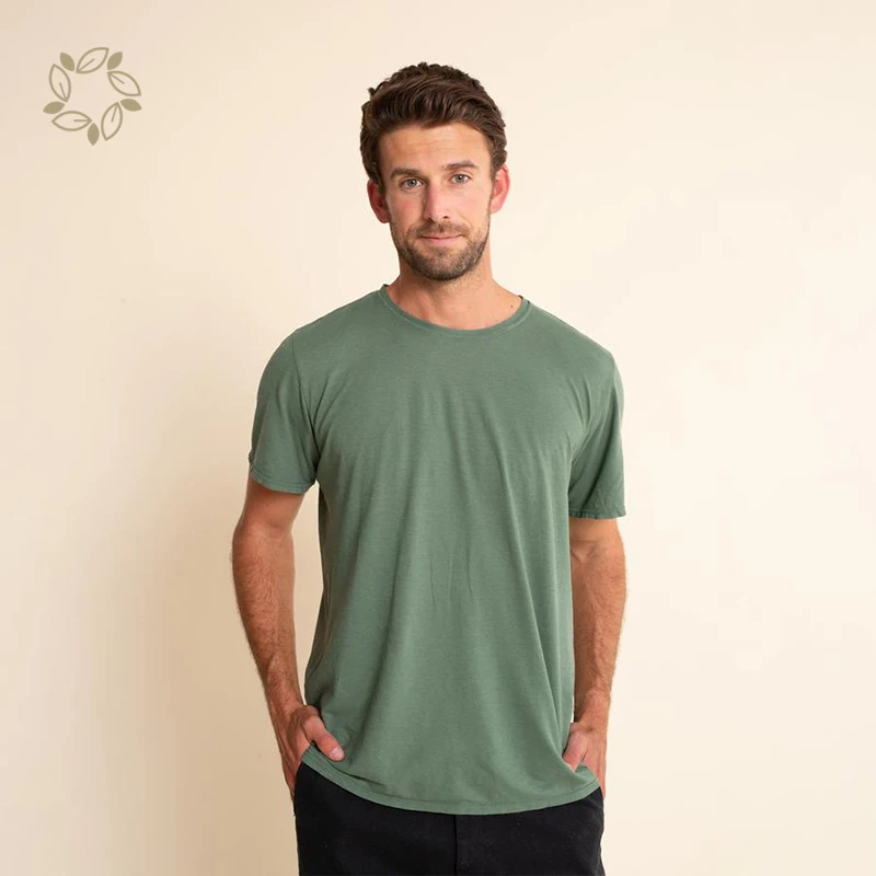 Hemp Organic Cotton Short Sleeve Men T-shirt Natural Organic T-shirt Eco-friendly Plain Dyed T-shirts
