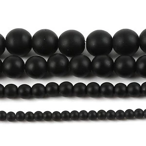 High Quality Black Frost Dull Polish Matte Onyx Agate Round natural Stone Beads 16&quot; Strand 4 6 8 10MM for Jewelry Making