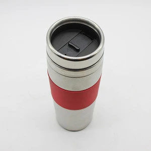 High Quality Custom Logo Silicon Coffee Travel Mug of Stainless Steel 15oz
