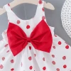 high quality cute baby girls dress designs summer cherry printing little girls dresses party dress for kids girl set