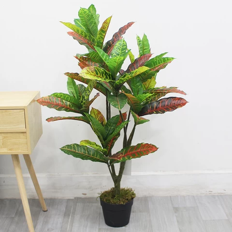 High Quality Factory Direct    Decorative   Plastic Tree Artificial Plants Tree  Codiaeum Plants Potted