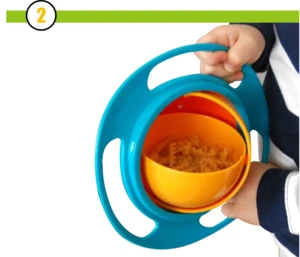 High quality Food Grade PP Gyro 360 degrees rotating kid feeding flying bowl baby UFO bowl