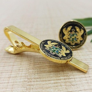 High quality making  metal enamel cufflinks and tie clips with custom logo